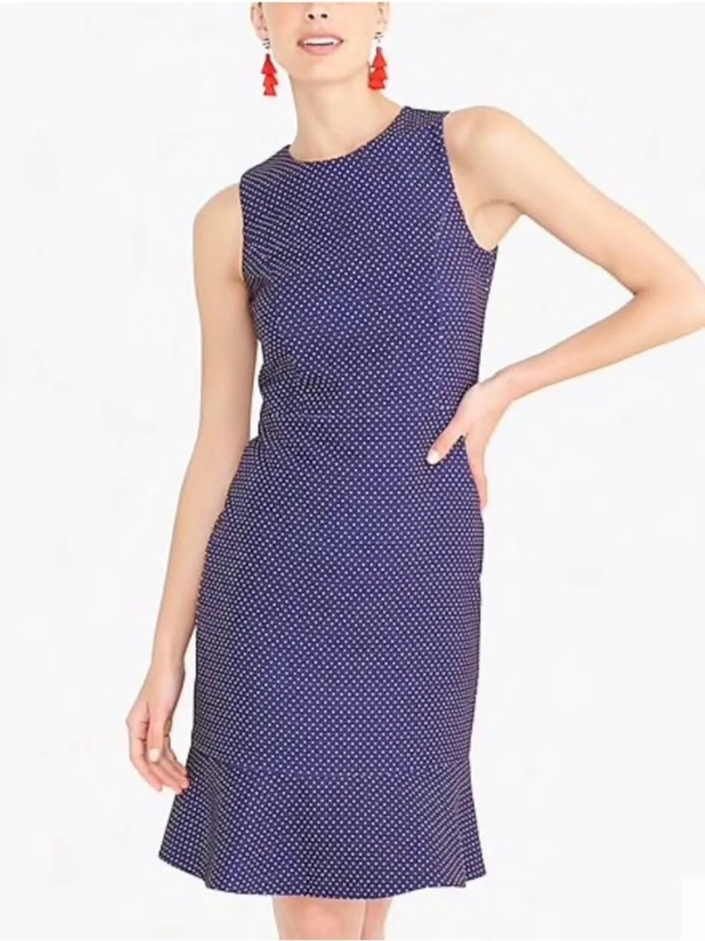 J. Crew Navy Polka Dot Flounce Hem Dress NWT
